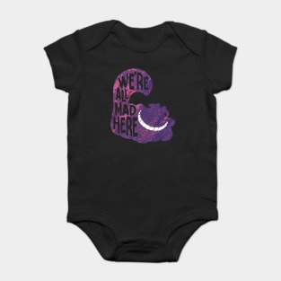 Alice we mad here black Baby Bodysuit